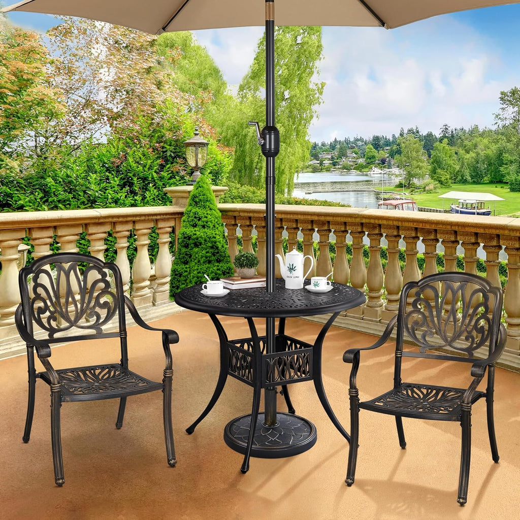 18'' Patio Umbrella Base 26.5lbs Heavy Duty Antiqued Outdoor Market Umbrella Stand All-Weather Resin Umbrella Base