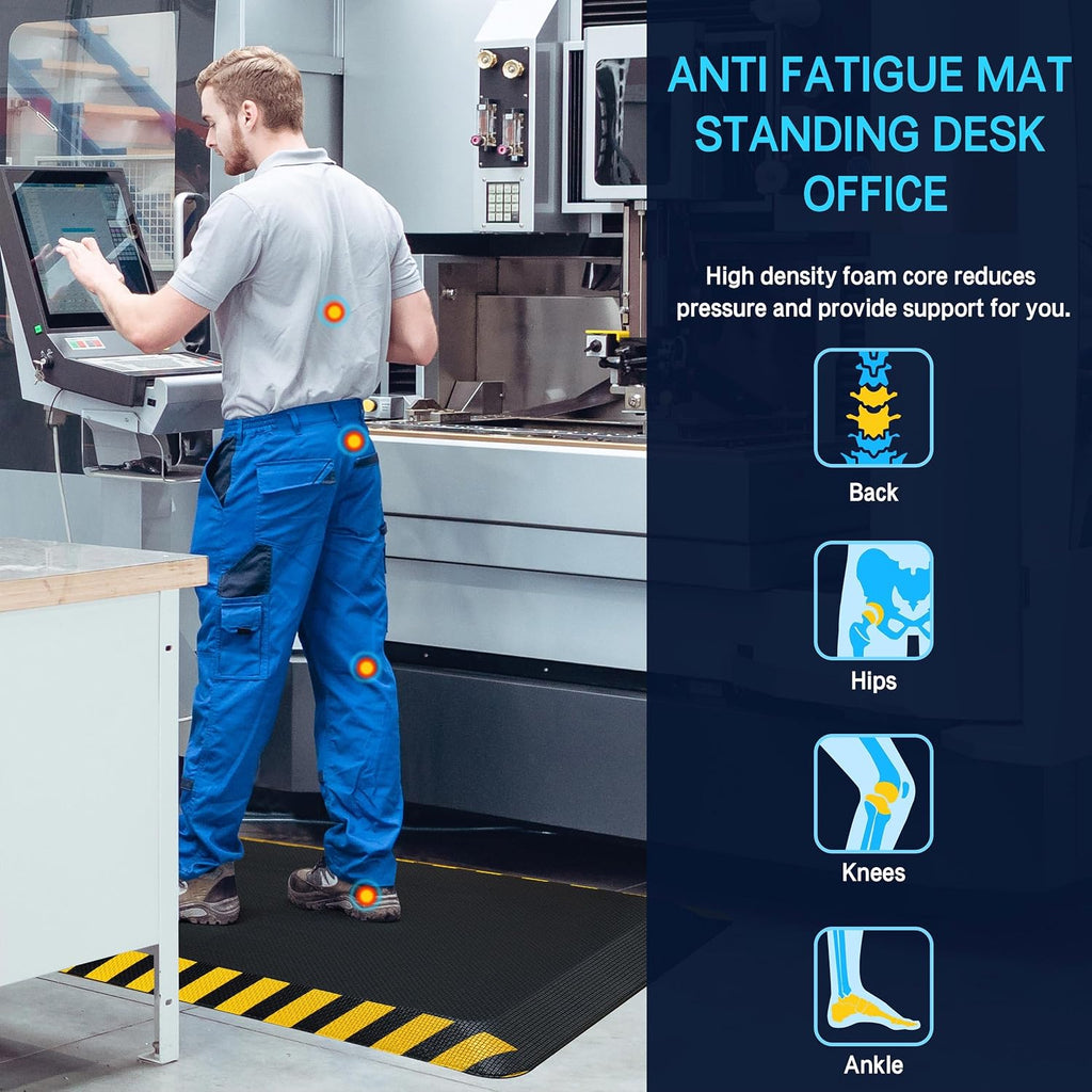 Anti Fatigue Mat Industrial, Ergonomic Standing Floor Mat for Work for Stand -Safety Support for Leg & Back
