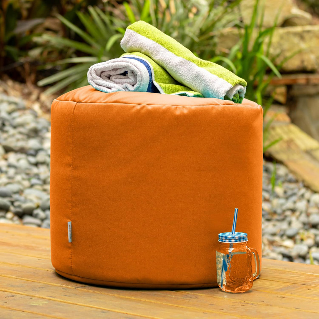 Spring Outdoor Ottoman/Side Table, Premium Sunbrella, Tangerine