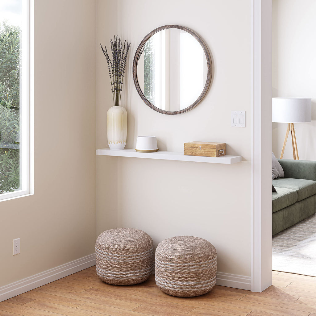 Floating Shelf, 48" Wood Wall Shelf with Invisible Brackets, 8" Deep, White