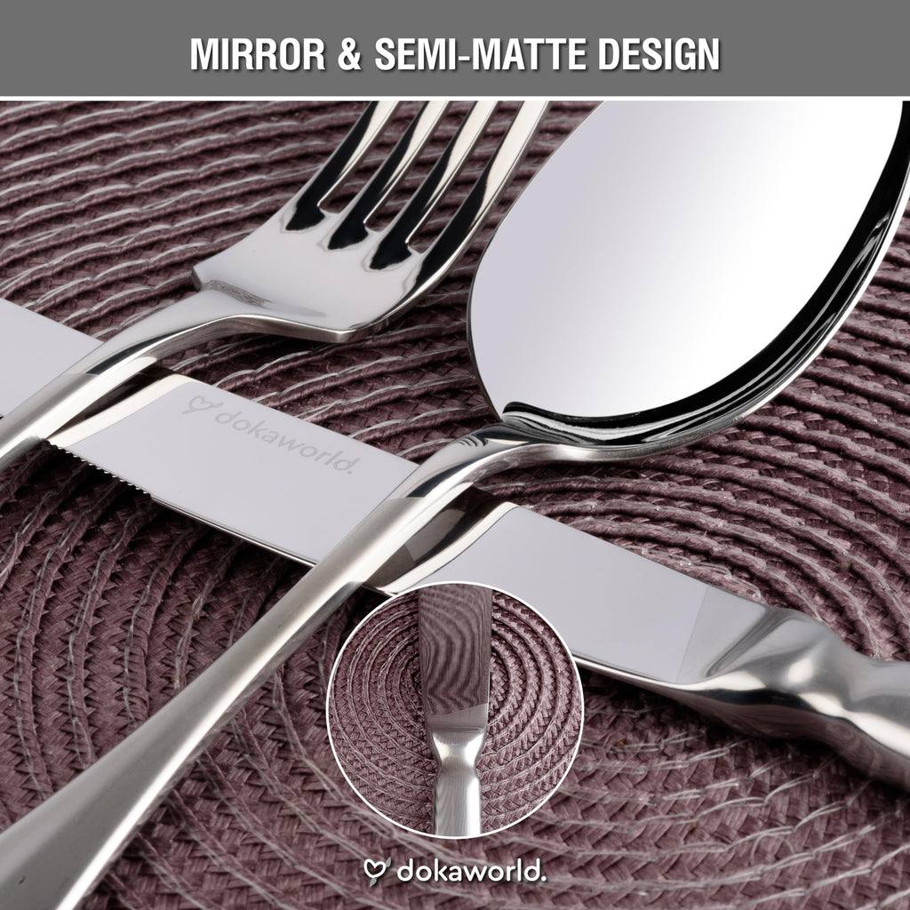 Semi-Matte Design Flatware, Cutlery Set for 8 persons, 40 Piece