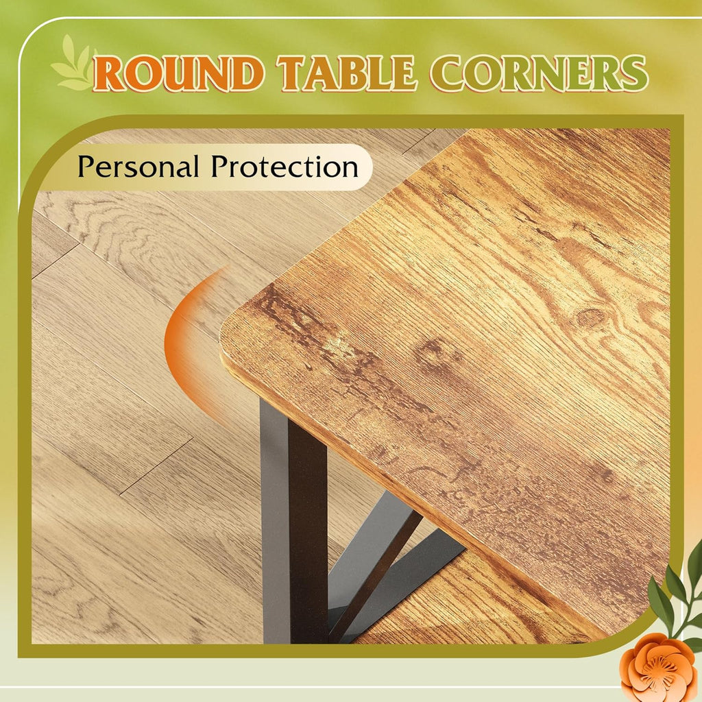 Coffee Table, 39" Modern 2-Tier Center Table with Round Corners, Storage Shelf