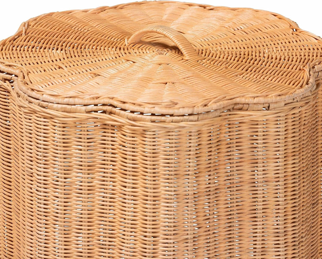 Danilo Natural Rattan Laundry Hamper - Handwoven Wicker Storage Basket for Laundry Room, Bathroom, or Bedroom