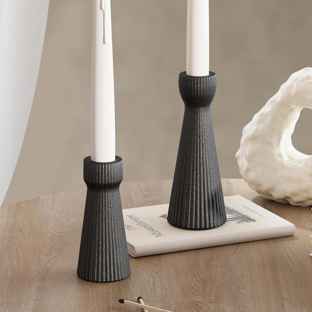 Taper Candle Holders for Candlesticks Ceramic Candle Stick Candle Holder- Set of 2 Decorative Candle Stand for