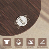 47.2" - 63" Extendable Dining Room Table for 4 - 8, Round‑to‑Oval Expandable Wood Table with Dust‑Proof 2‑Tier