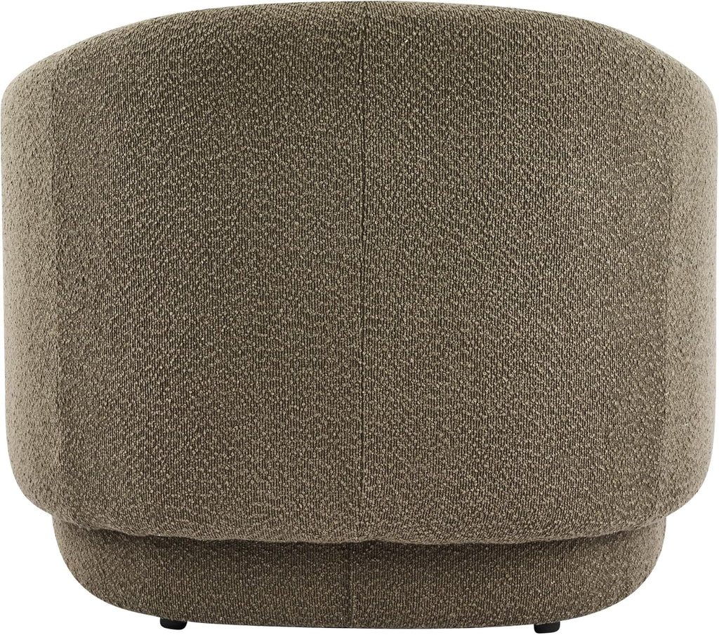 Amanda Low Profile Accent Chair, Fabric Round Back Chair, Boucle Upholstered Living Room Armchair, Comfy Reading