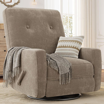 Nursery Recliner Chair, 360° Swivel Rocking Glider Chair for Adults with Adjustable Backrest & Footrest, Cozy