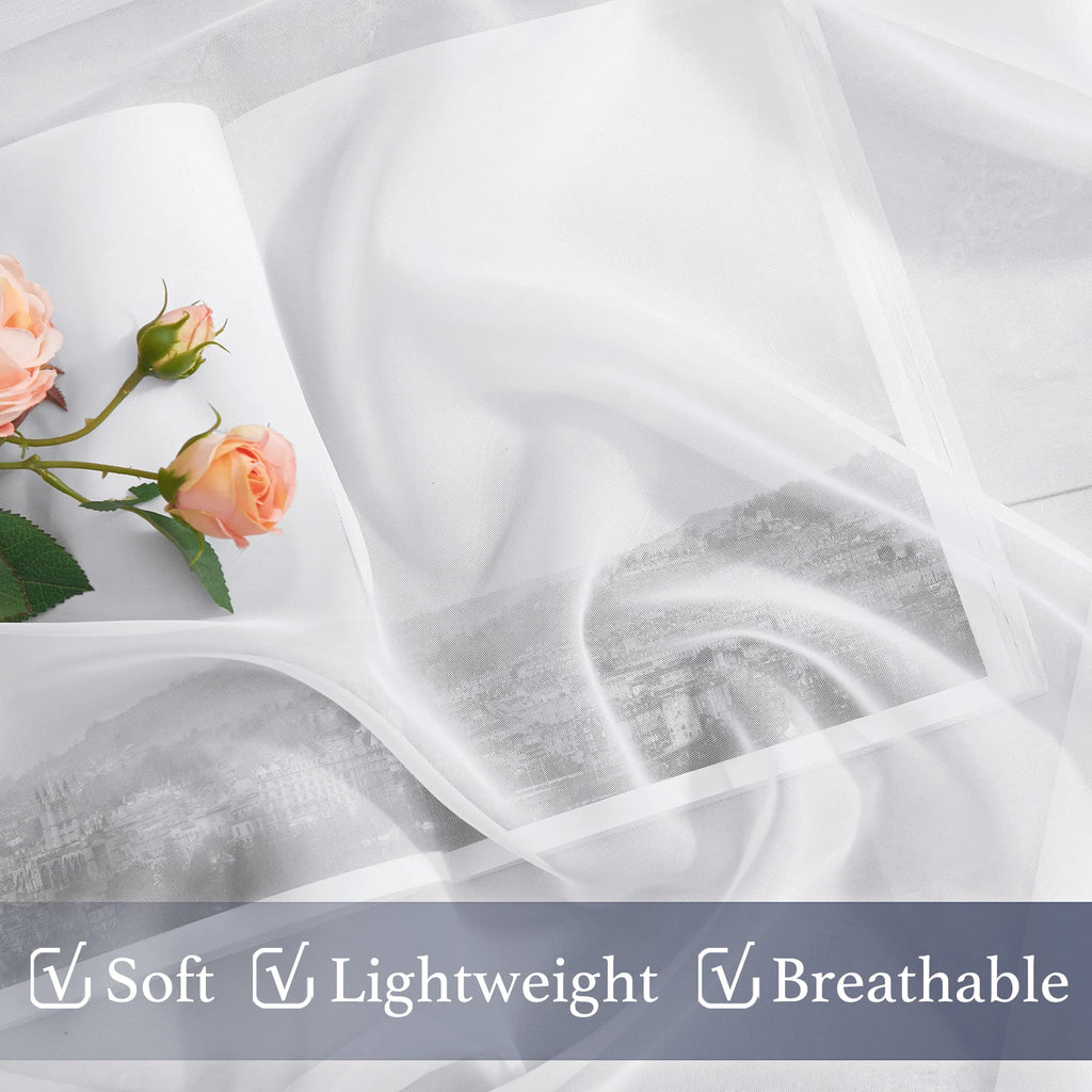 White Sheer Curtains 120 inch Long 2 Panels Set, Pocket Top Elegant & Lightweight Voile Sheer Light Filtering Drapes