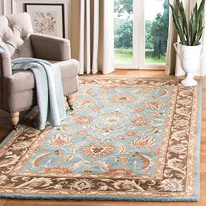 Heritage Collection Area Rug - 9' x 12', Blue & Brown, Handmade Traditional Oriental Wool, Ideal for High Traffic