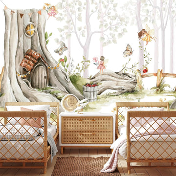 Nursery Forest Peel and Stick Wallpaper Tree Landscape Wall Mural | 137"x96", Self Adhesive Canvas, Living Room