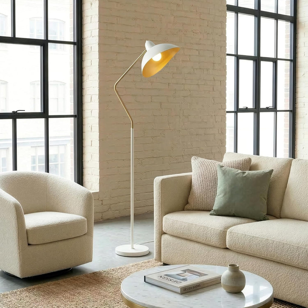 Swoop LED Floor Lampwith Adjustable Head, Modern Floor Reading Lamp for Over Chair, Living Rooms & Offices