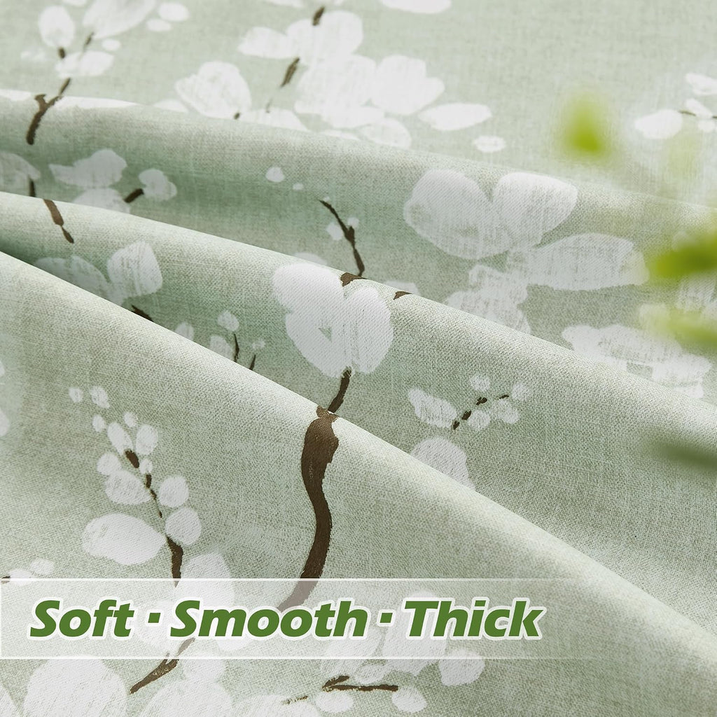 Green Kitchen Valance Curtain for Windows Bathroom Living Room Bedroom, Blossom Blackout Window Valance Thermal