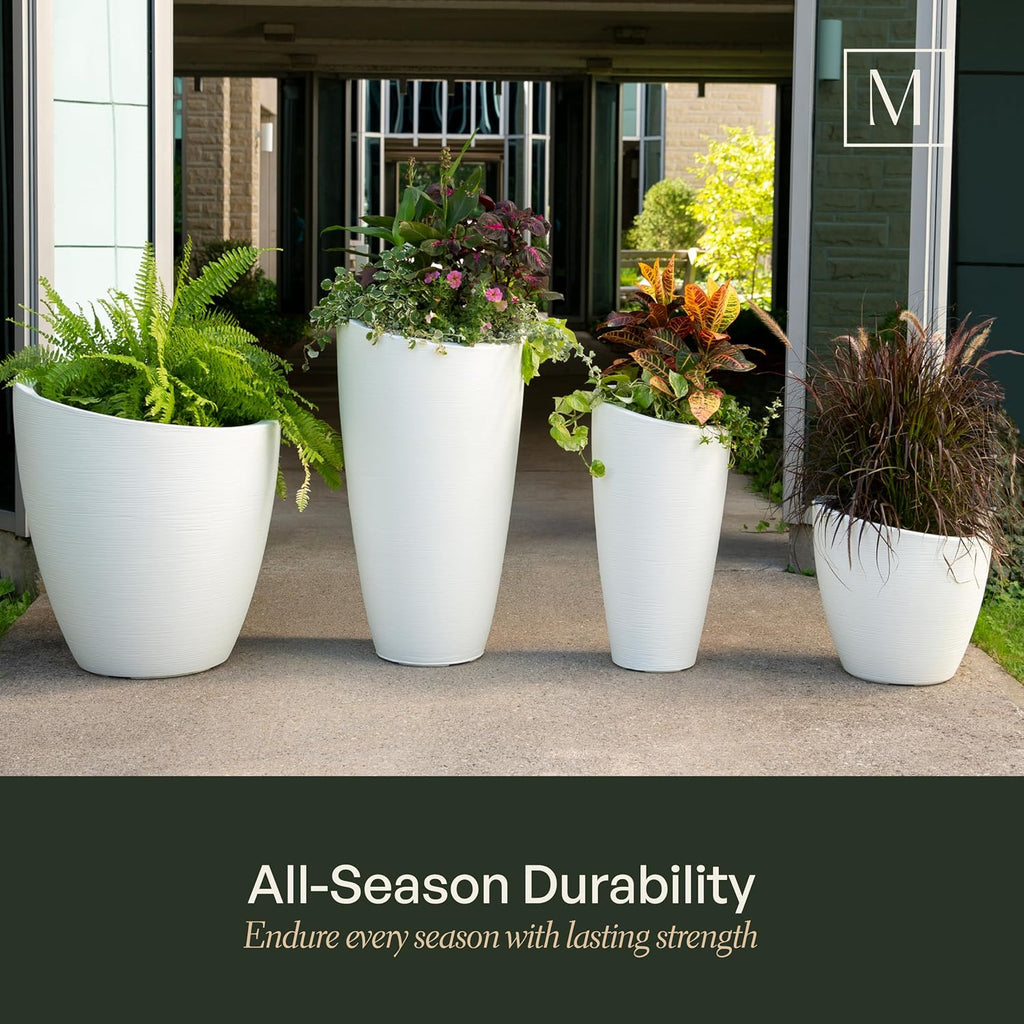 Modesto 32in Tall Round Modern Planter, Espresso | All season, Indoor/Outdoor, Double-wall design, Fade resistant
