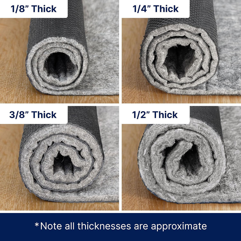 Dual Surface - 8'x10' - 1/4" Thick - Felt + Rubber - Non-Slip Backing Rug Pad - Safe for All Floors - Set of 80