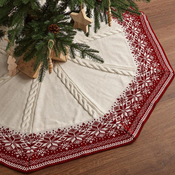 Knit Christmas Tree Skirts, Neutral Tree Skirt, Cozy Christmas Decorations