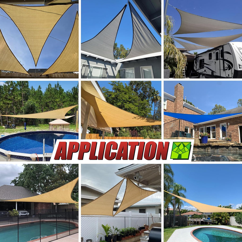Custom Triangle Sun Shade Sail UPF50 Canopy UV Block Rectangle - Commercial Standard Heavy Duty - 190 GSM - 3 Years