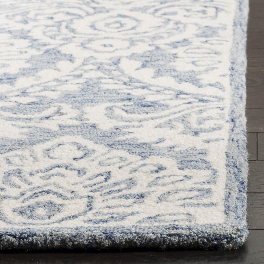 Blossom Collection Area Rug - 9' x 12', Blue & Ivory, Handmade Wool, Ideal for High Traffic Areas in Living Room