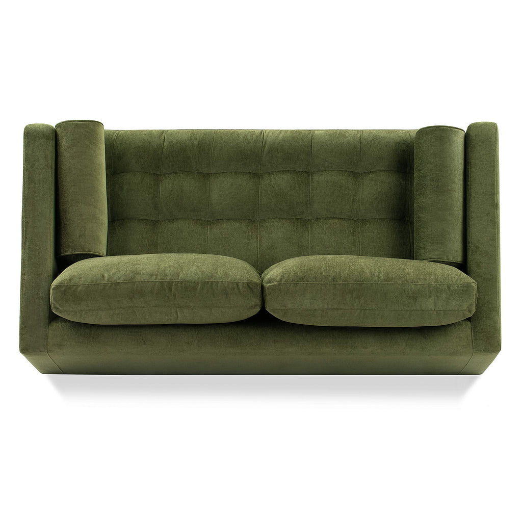 & BARK Napa 72" Modern Mid-Century Feather Down Apartment Sofa in Distressed Green Velvet