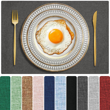 Cloth Placemats Set of 4, Cotton Linen Blend Place Mats, Dark Gray