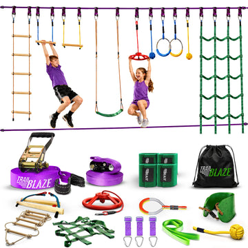 Warrior Obstacle Course Kids Outside - 2x55ft Backyard Slackline