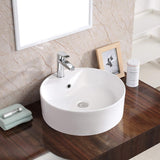 Karran Valera 18 Inch Round Vessel Bathroom Sink, Vitreous China Above Counter Vanity Sink with Overflow