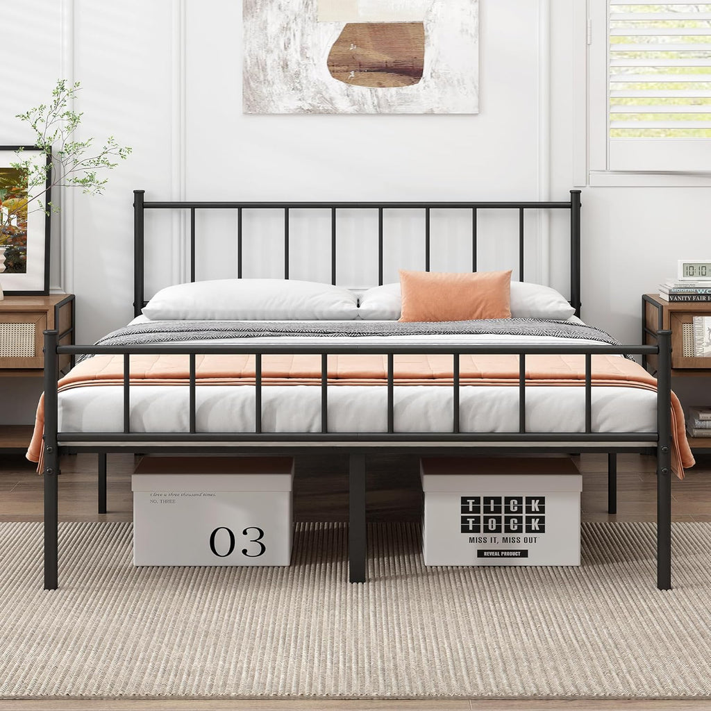 Full Bed Frame-Classic Metal Platform Bed Frame,Mattress Foundation with Steel Slat Support,Under Foundation