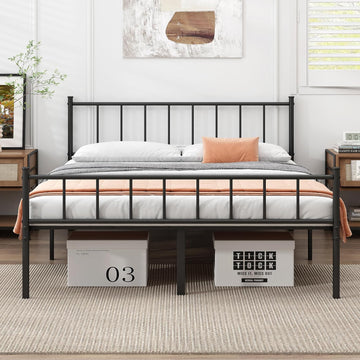 Full Bed Frame-Classic Metal Platform Bed Frame,Mattress Foundation with Steel Slat Support,Under Foundation