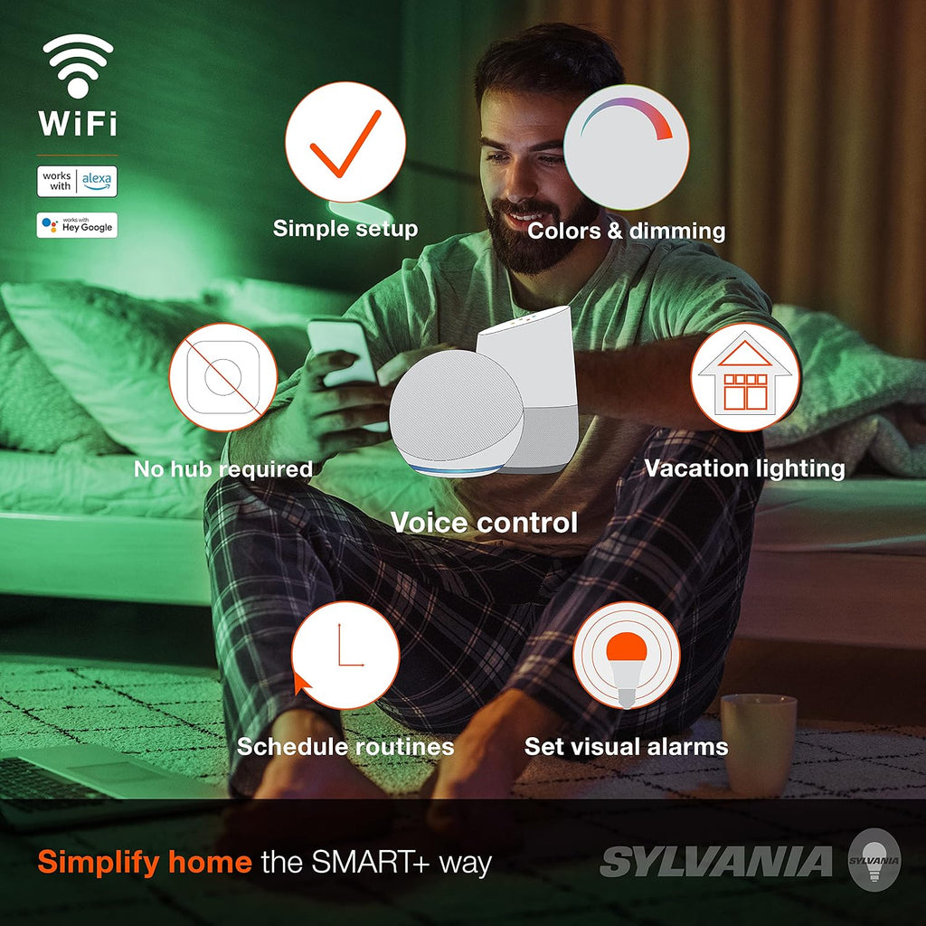 Wifi LED Smart Light Bulb, 60W Equivalent Full Color and Tunable White A19, Dimmable, Compatible with Alexa and