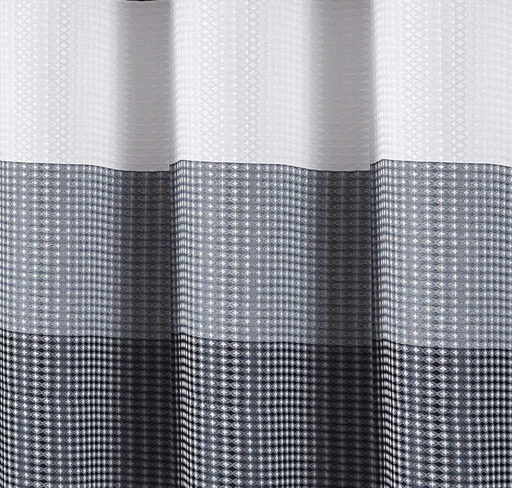 Waffle Weave Waterproof Shower Curtains, Navy 70" x 72", Bath Curtains, Shower Curtain Waterproof Fabric with 12