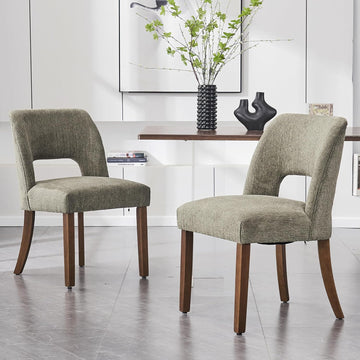Wooden Dining Chairs Set of 2, Modern Fabric Upholstered Dining Room Chair Kitchen Chairs, Farmhouse Dinner Chair for