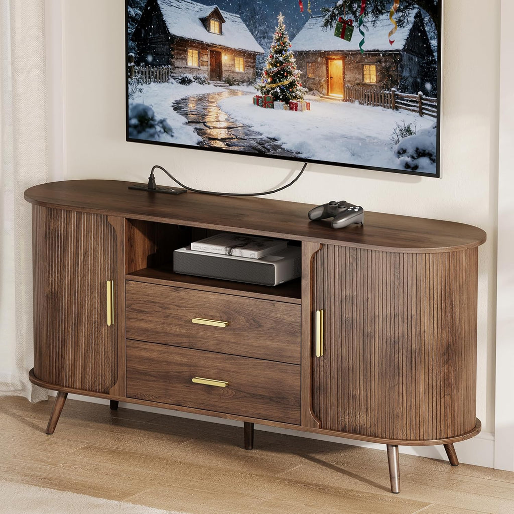 60" Sideboard Buffet Cabinet with Storage, Sliding Door & Adjustable Shelf