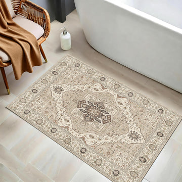 Washable Vintage Rug 2x3, Non Slip Small Carpet Bathroom Entryway