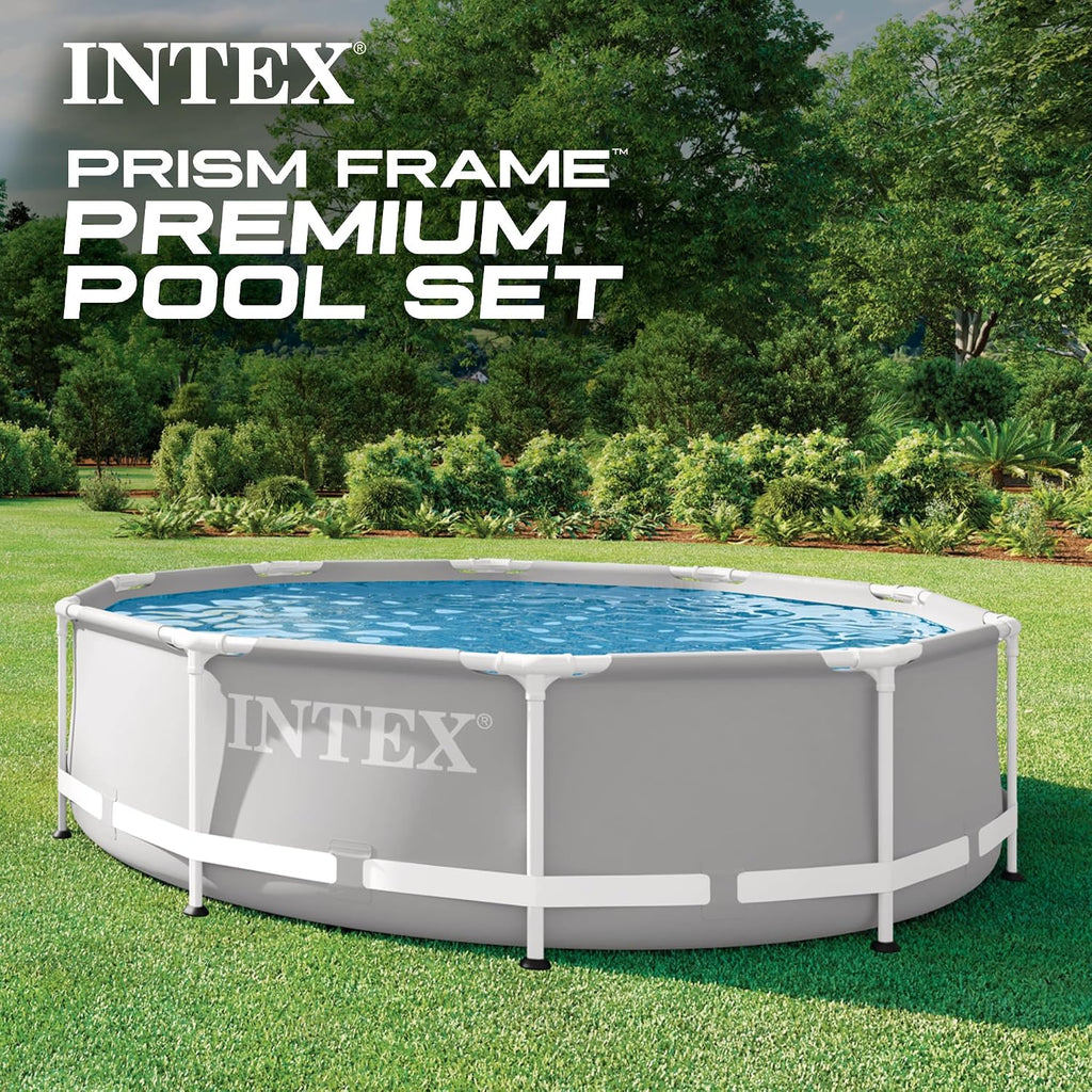 Prism Frame 10ft x 30in Round Above Ground Swimming Pool Set Bundle | 26701EH - 330 GPH Cartridge Filter Pump and