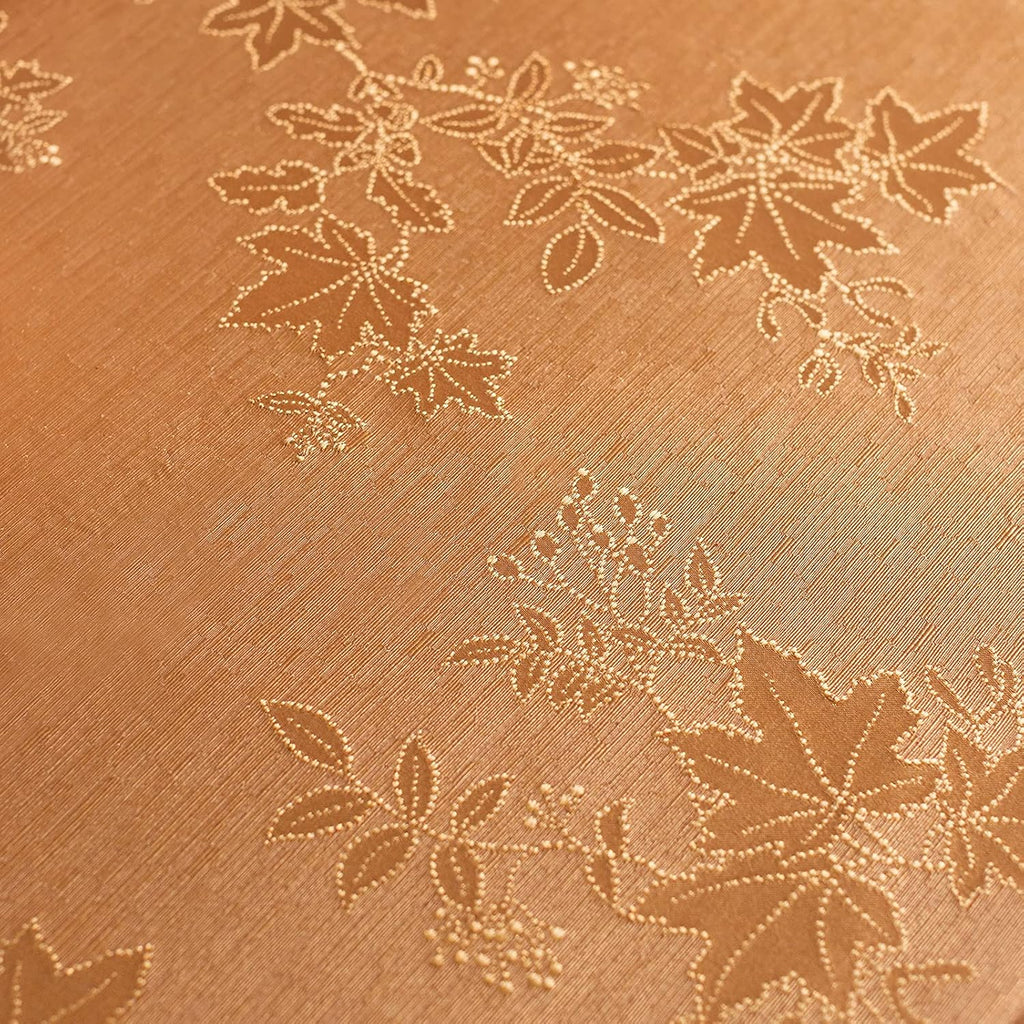 Tablecloth, Countryside Leaves Damask Fabric Table Cloth for Fall, Harvest & Thanksgiving (Amber, 70
