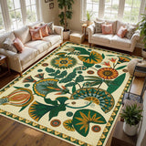 Egypt Floral Boho 9x12 Rugs for Living Room, Large Beige Washable Area Rug for Bedroom Dining Room T