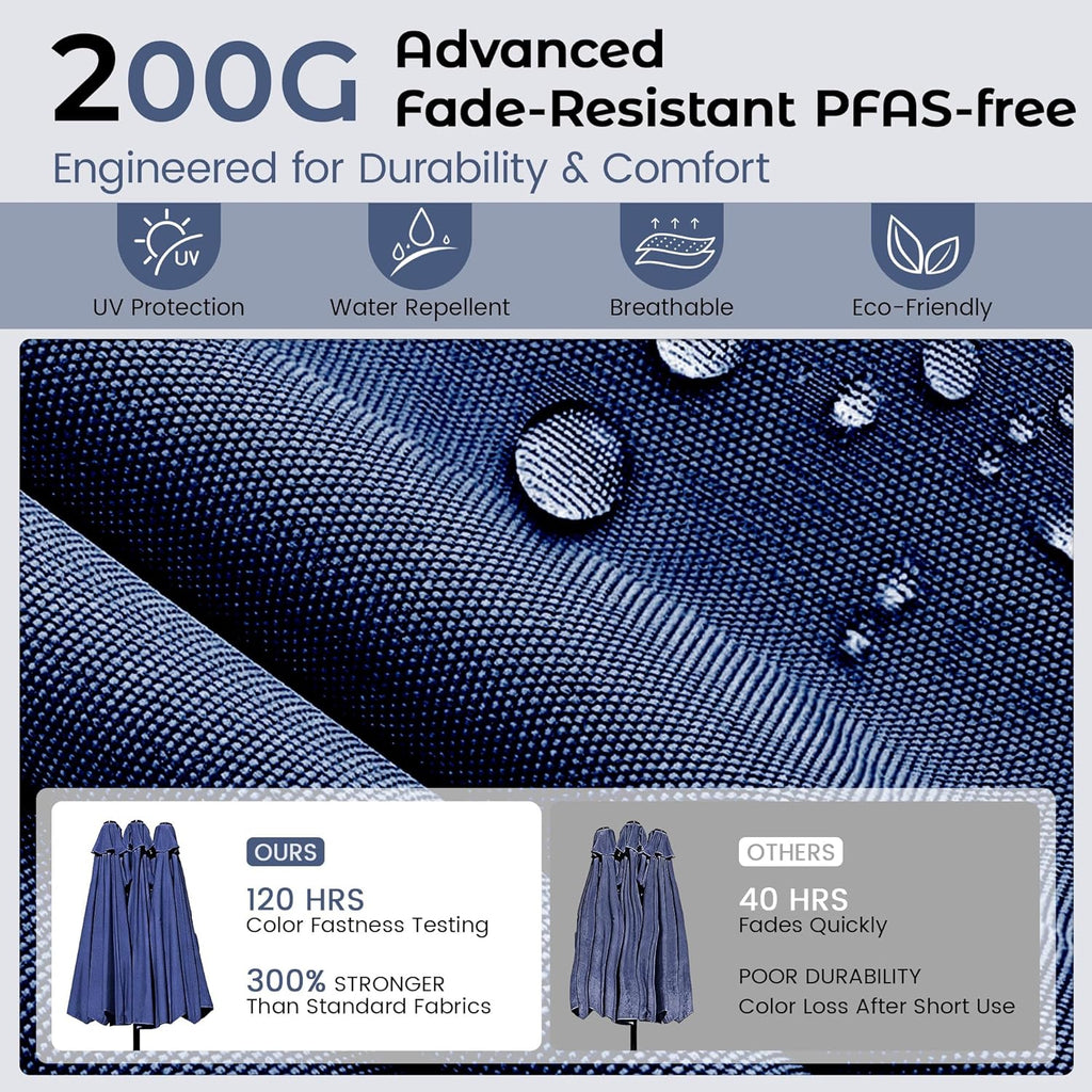 15ft Patio Umbrella with Base,Large Outdoor Double-Sided Rectangle Umbrella with Crank Handle, Market Umbrella Pools