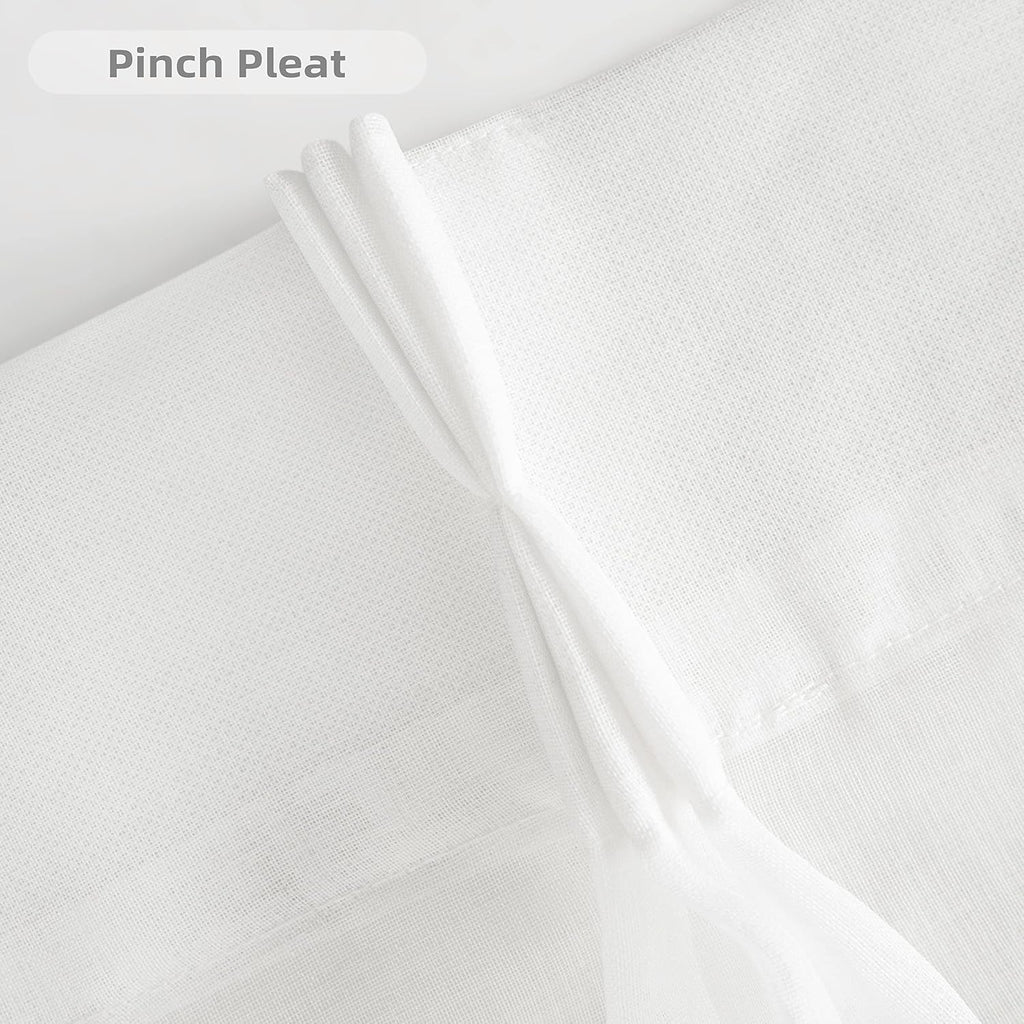 Pinch Pleat Sheer Curtains 96 inch Length 2 Panels Set Back Tab Sheer Vertical Drapes Privacy Added with Light
