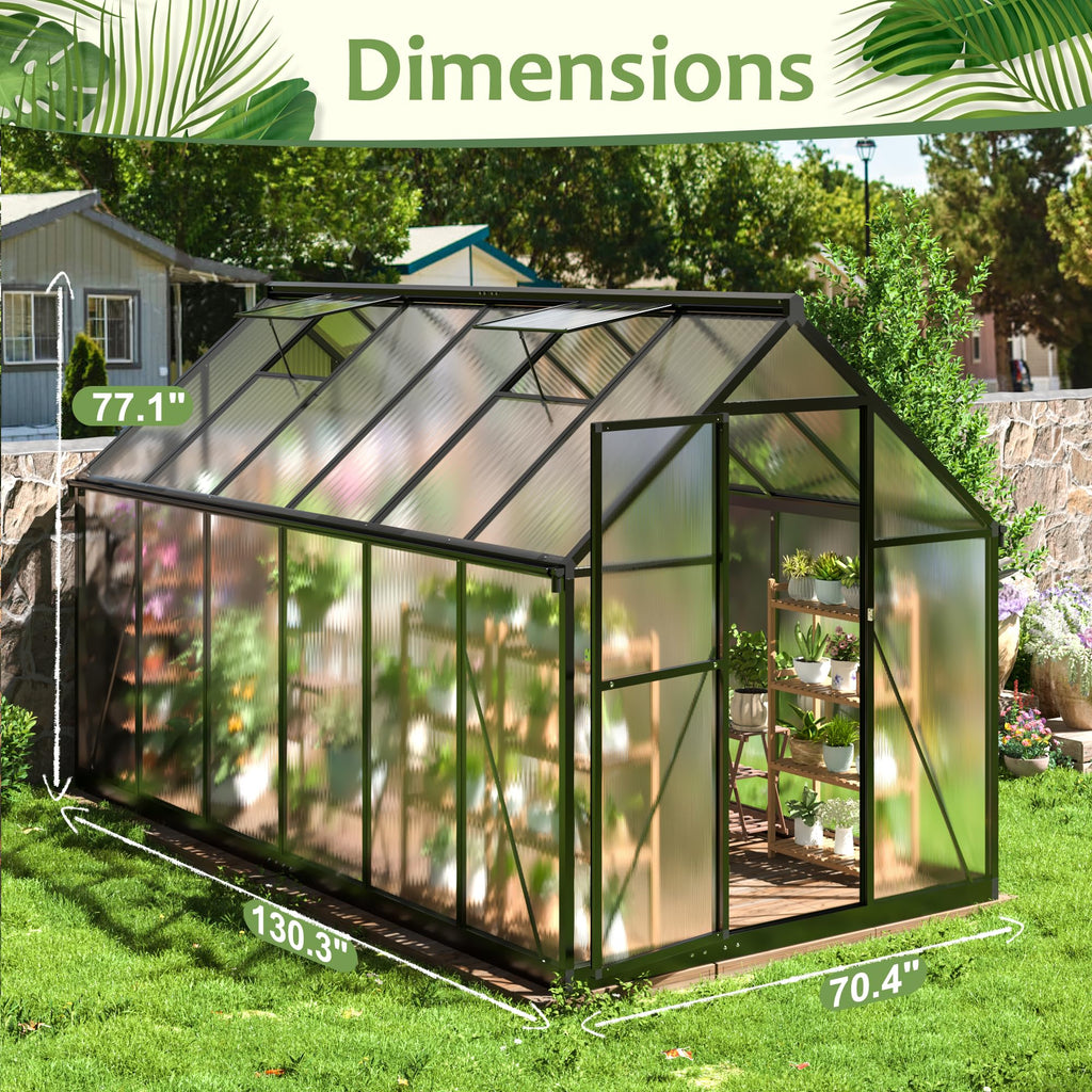 6x10.86 FT Walk-in Polycarbonate Greenhouse for Outdoor