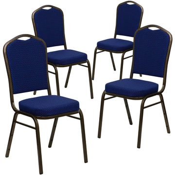 Fabric Crown Back Banquet Chair, Navy Blue, 4-Pack