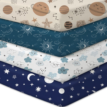 Baby Crib Sheets 4 Pack for Boys and Girls Fit for Standard Crib Toddler Mattress Breathable Soft Microfiber Baby