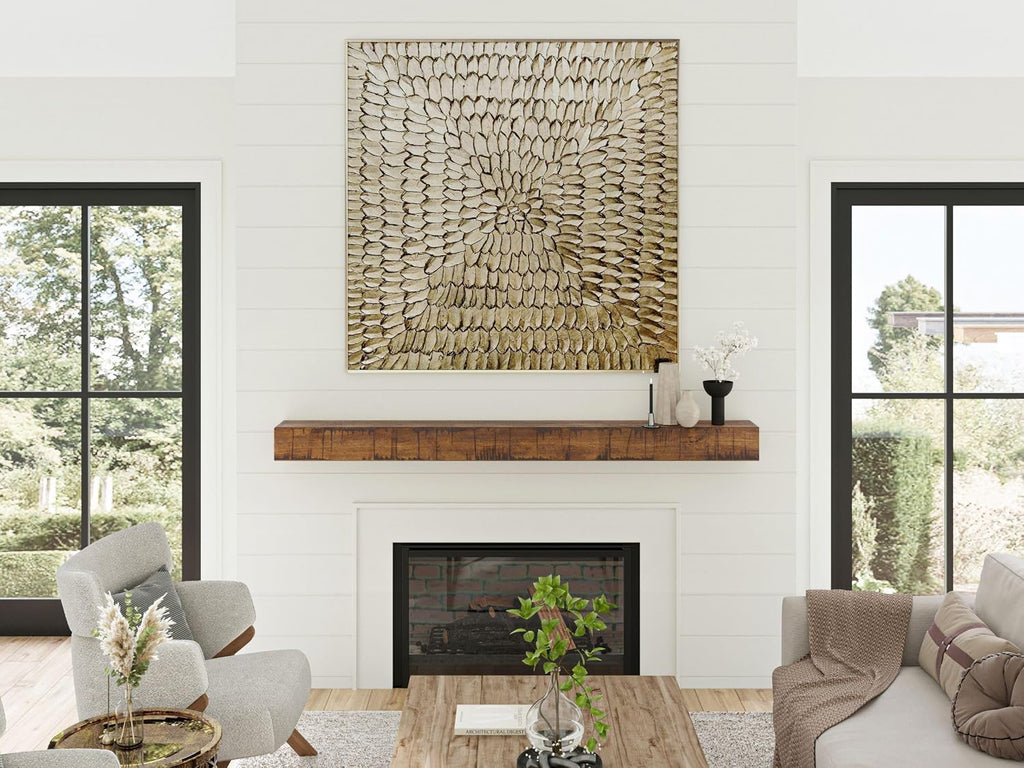 Rustic Mantel Shelf, Aged Oak, 48"