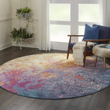 Home Passion Sunburst 8' x Round Area-Rug, Modern, Abstract, Easy-Cleaning, Non Shedding, Bed Room, 