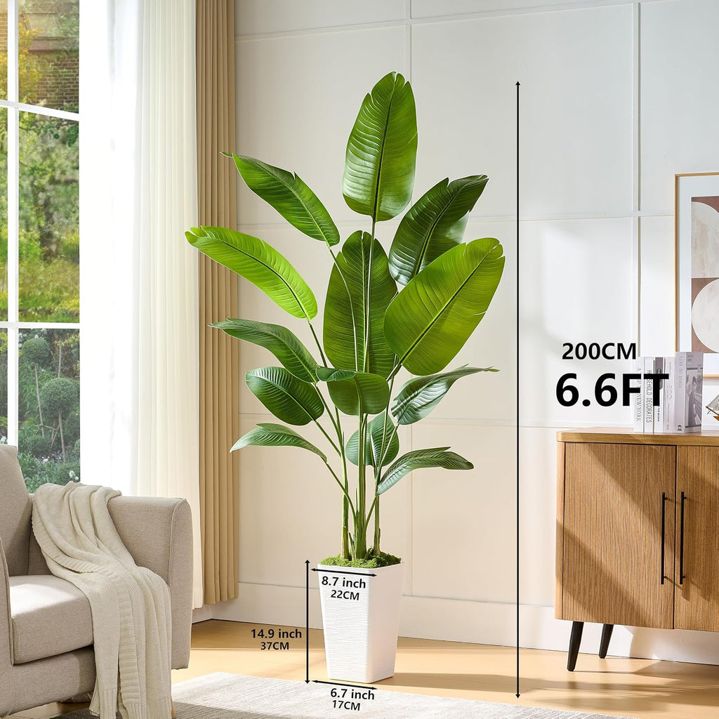 Bird of Paradise Artificial Plants, 6.6FT Banana Fake Tree Indoor