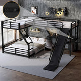 Triple Bunk Beds, L-Shape Twin XL Over Queen Bunk Bed Attached a Loft Bed with Desk