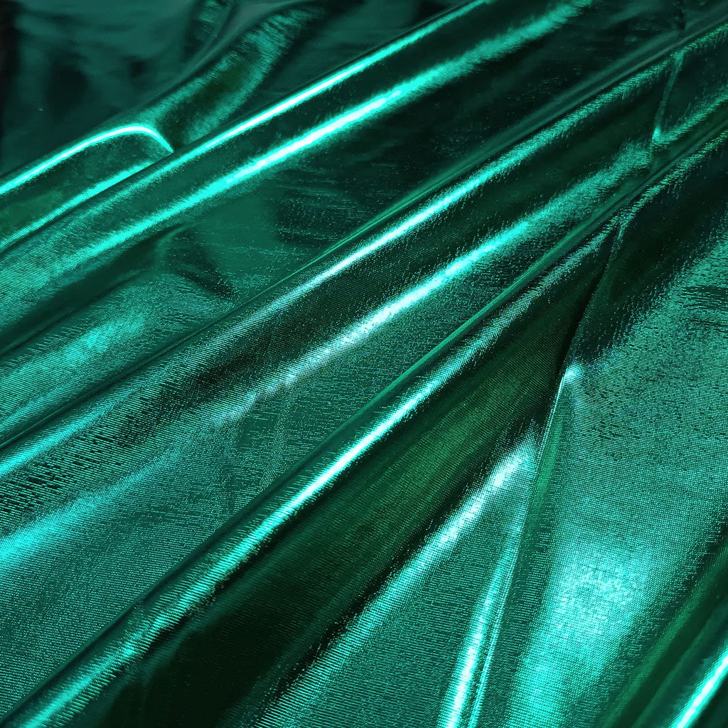Hologram Metallic Foil Stretch Fabric Width 58 Inches(Green 1yard)