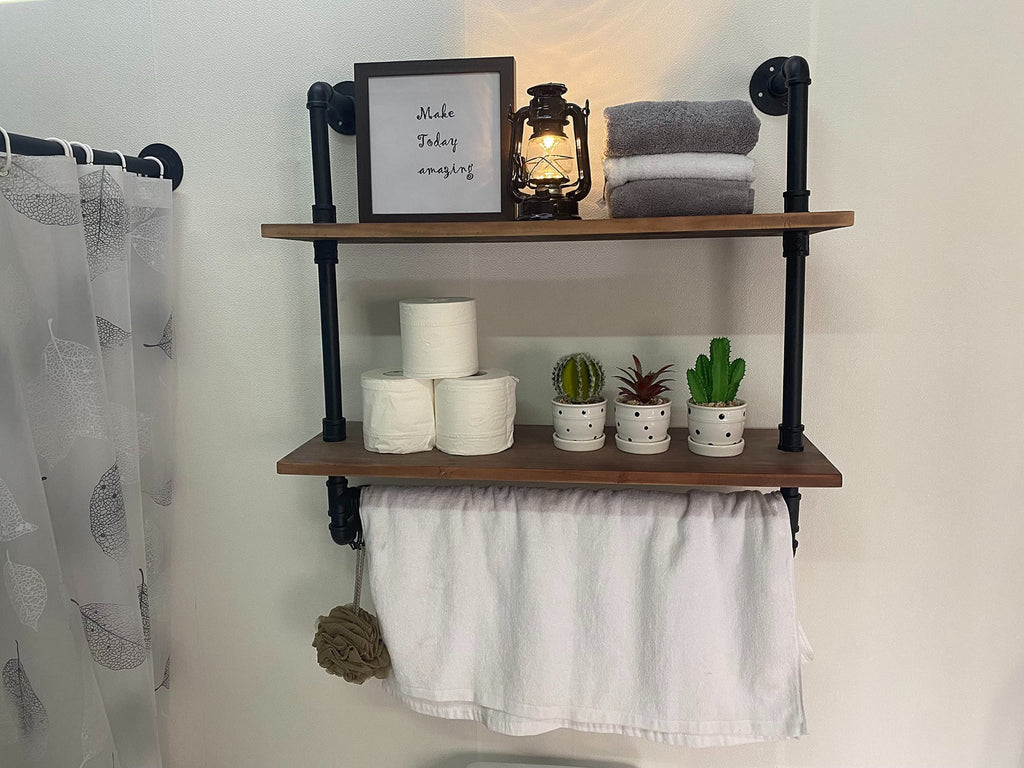Industrial Pipe Shelving Bathroom Shelves with Towel bar 30 inch