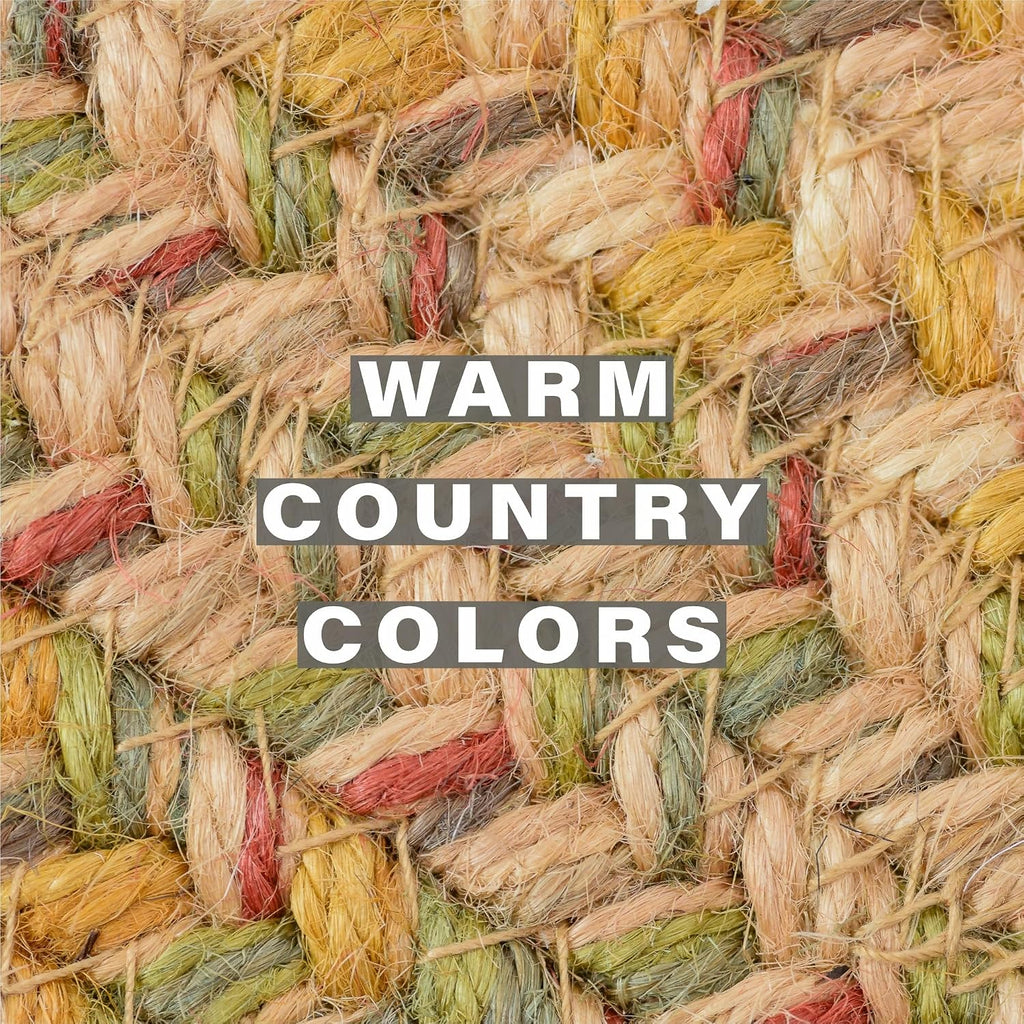 Harvest Jute Braided Stair Treads, Oval 8x28 Set of 13 | Multicolor Non Slip Rugs for Staircase and Protects Hardwood