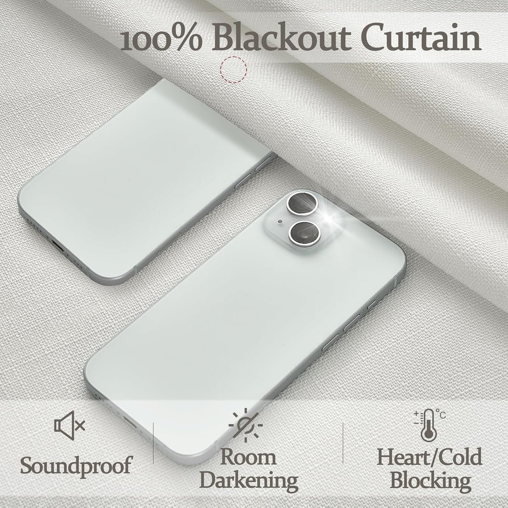 Pleat Viral Linen Blackout Curtains (Set of 2 Panels), Pinch Pleated Soundproof Privacy Farmhouse Window Drapes Decor