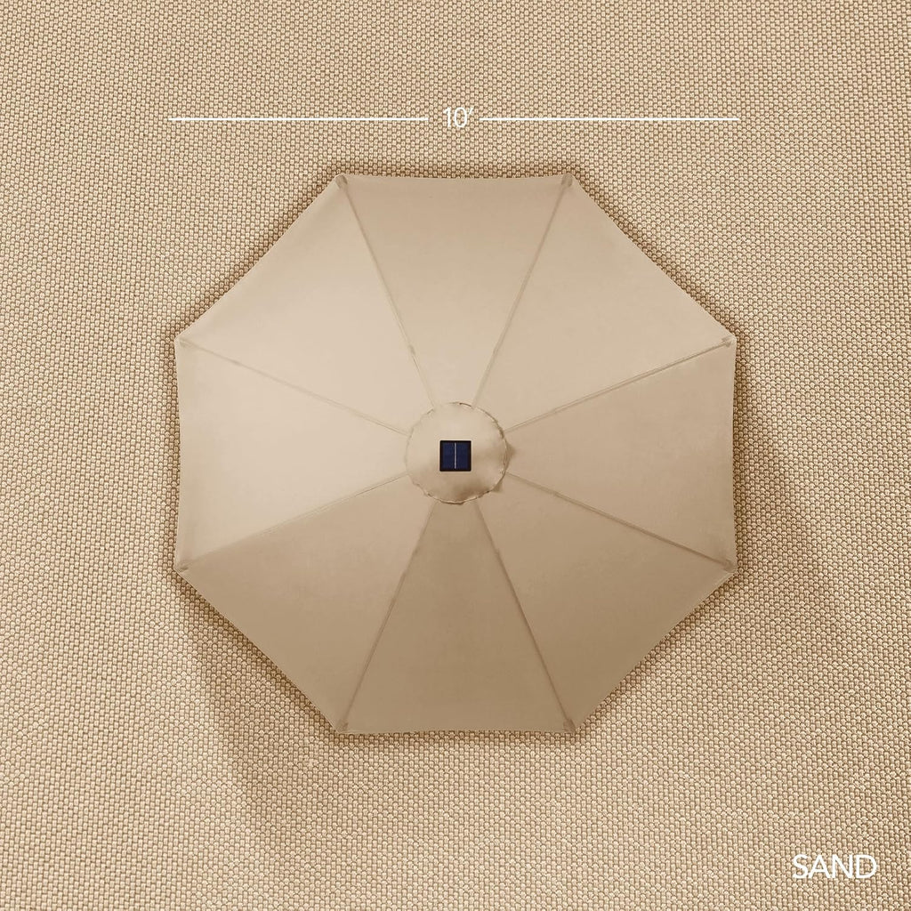 10ft Offset Cantilever Hanging Market Patio Umbrella, Smooth 360° Rotation, 8 Sturdy Ribs, Easy Adjustment - Sand