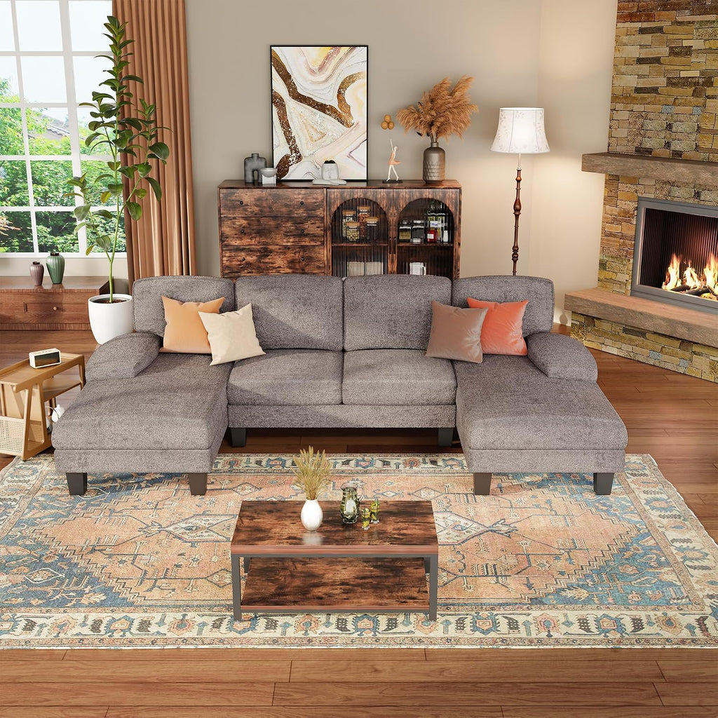 Sectional Couch , Modern Cloud Couch with Deep Seat and Chaise, U-Shaped Sofa Couches with Padded Armrest for Small